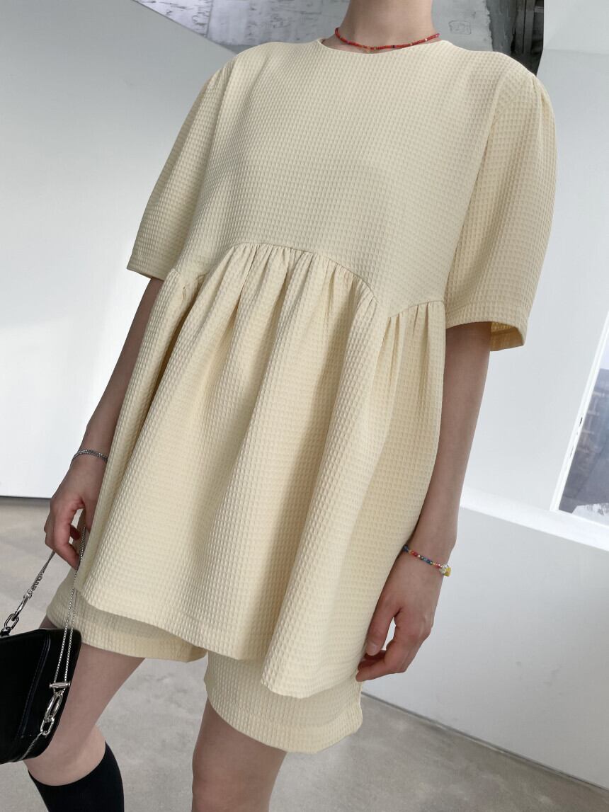 【set】ラウンドネックトップス+ショートパンツ２点セットG21509