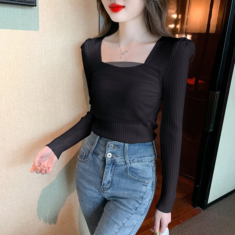 【tops】チュールドッキングニットトップス　M27555
