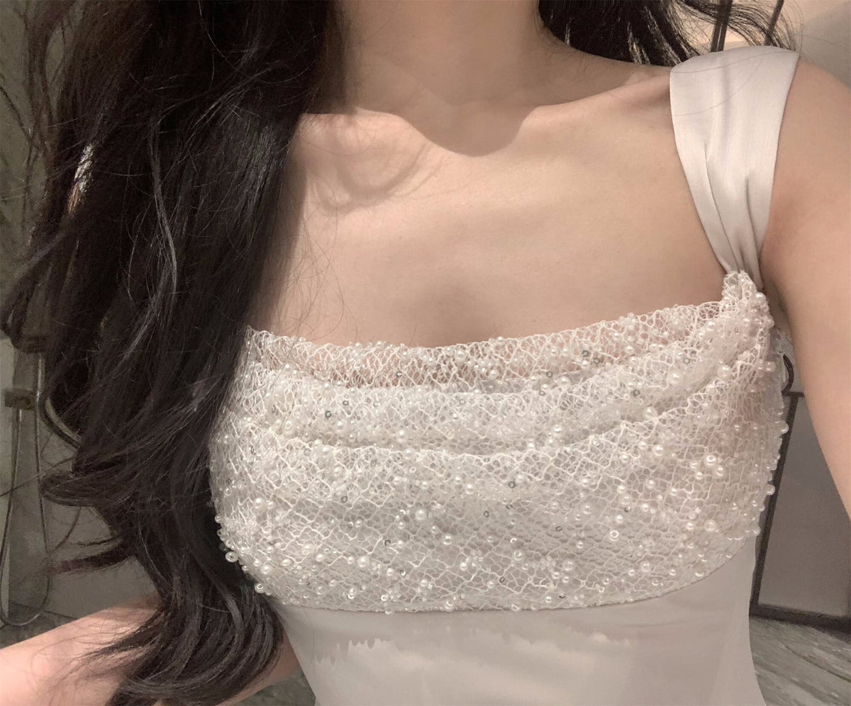 【dress】パールスパンコール付きキャミワンピース　N3527