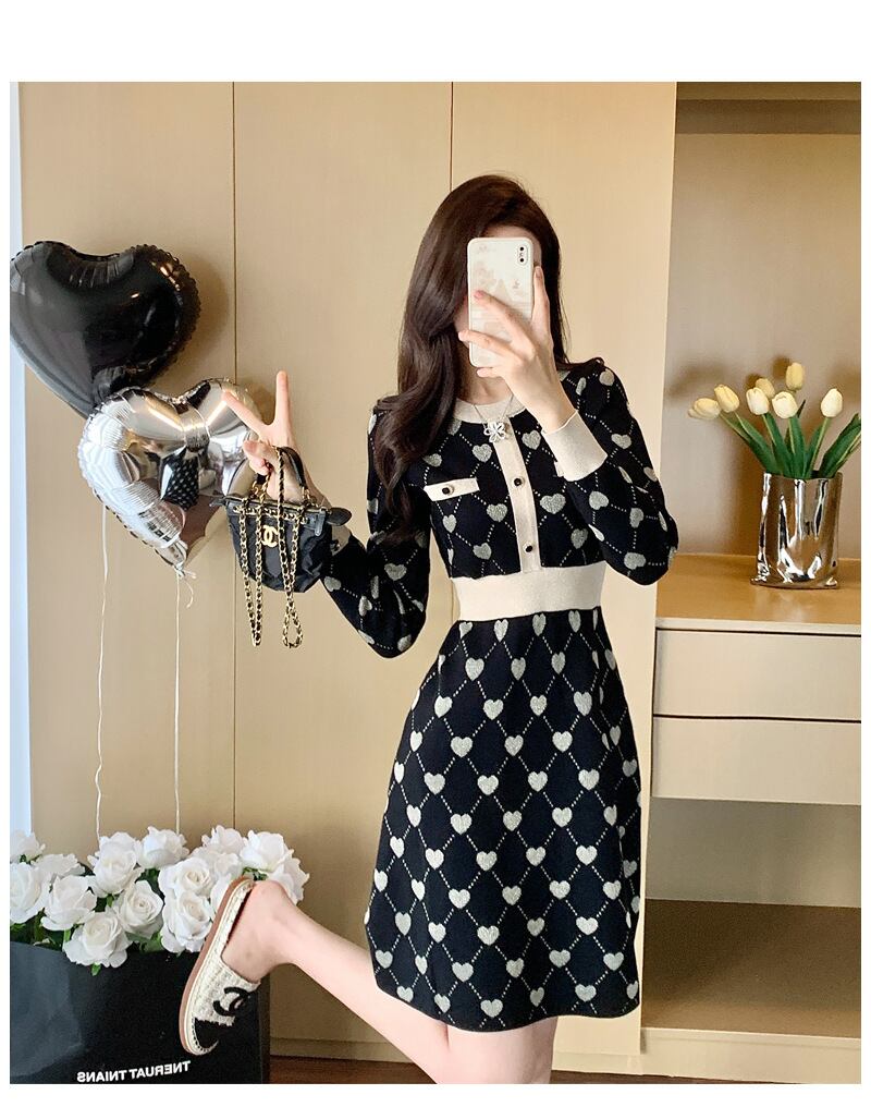 【dress】ジャカードニットワンピース　M28415