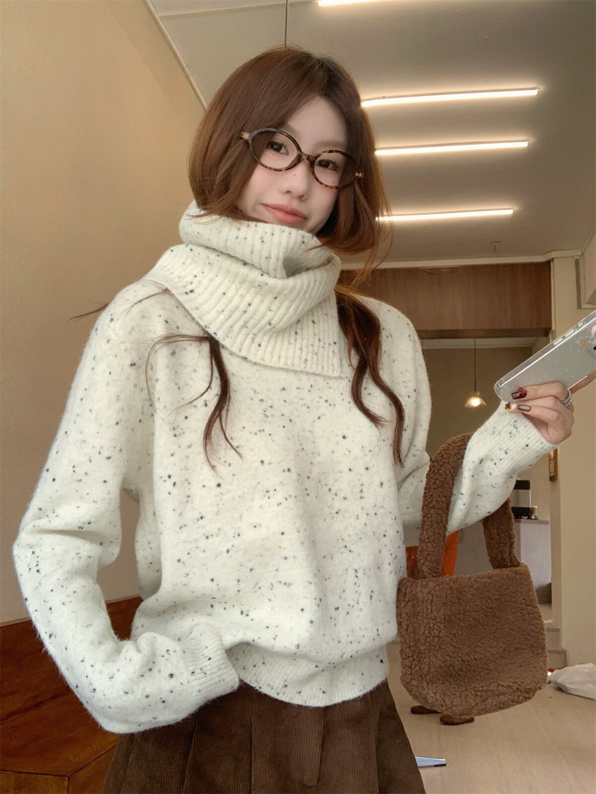 【tops】ニットセーターマフラー付き　M27672