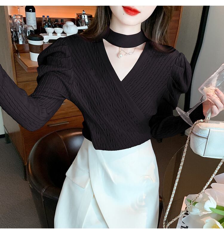 【tops】パフスリーブニットトップス　M18687