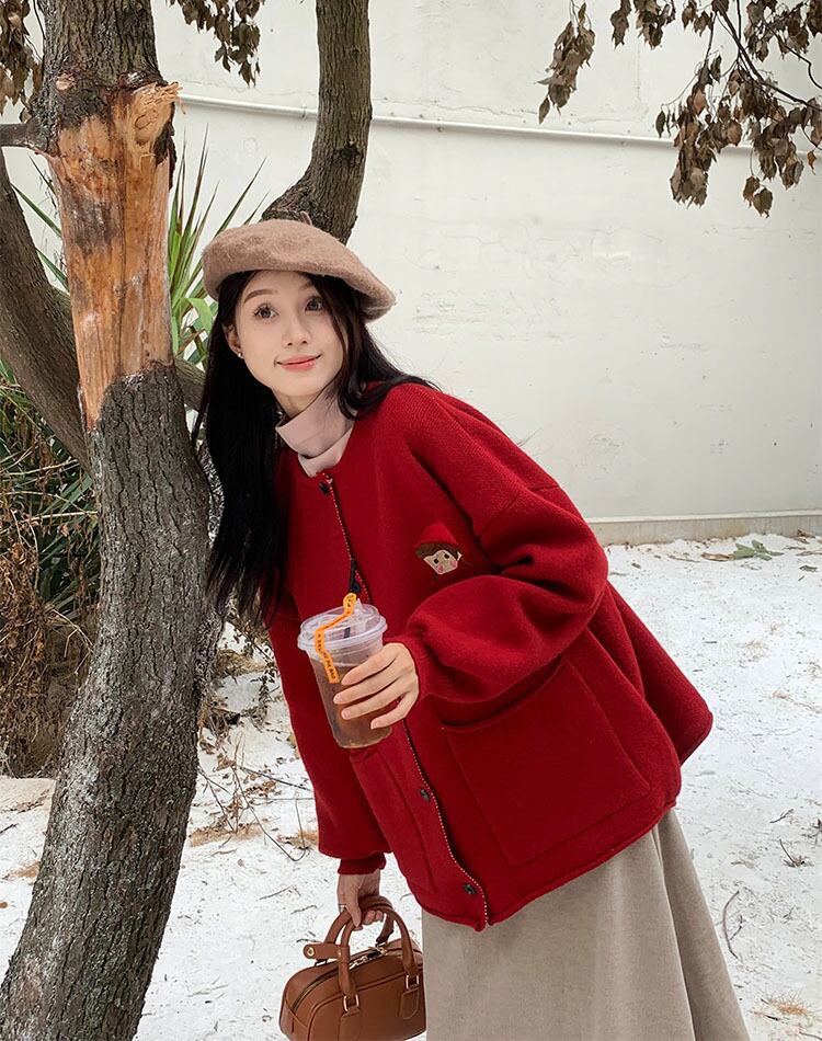 【outer】クルーネックニットカーデ　M19183