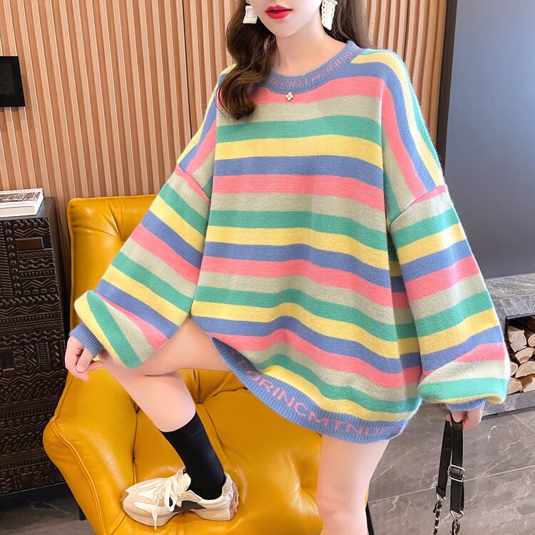【tops】ボーダー柄ニットセーター　M18631