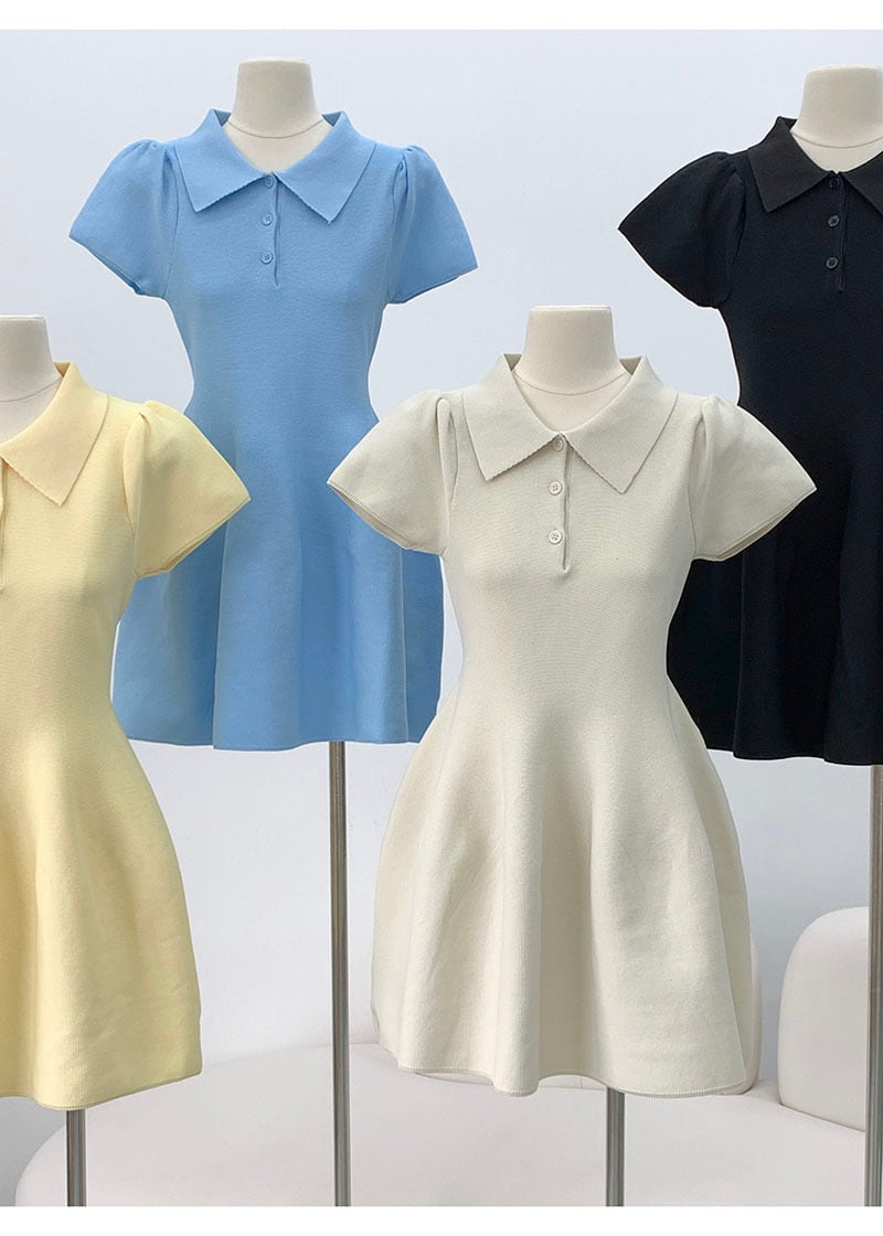 【dress】ポロネック立体感ミニワンピース　N2667