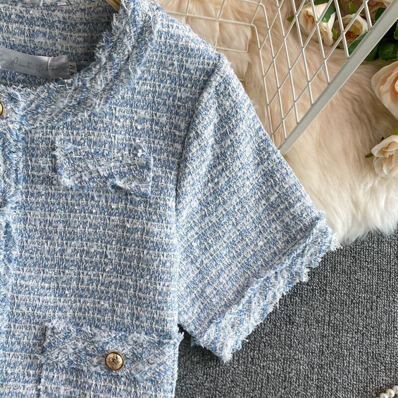 【set】高級感溢れる?3色ラウンドネックトップス+タイトスカートOL通勤セットアップF5647