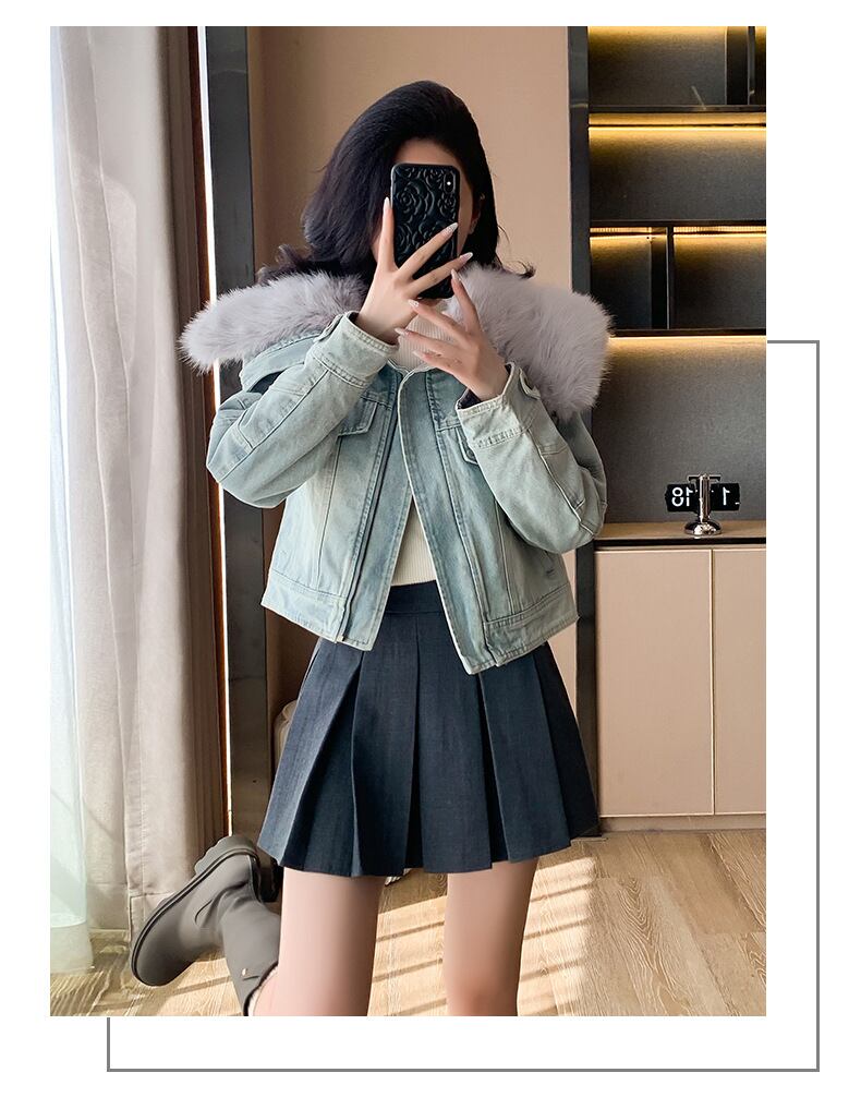【outer】裹起毛ファーデニムジャケット　M27803