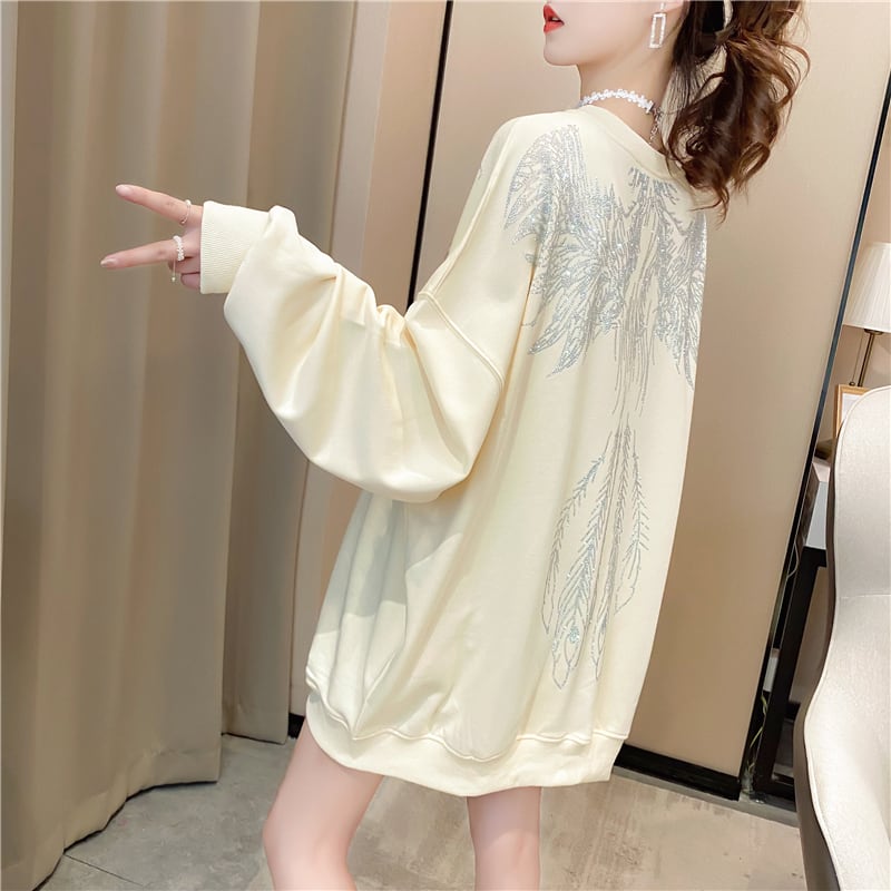 【tops】女性力を高める〜ラウンドネック長袖ファッションゆったり着回しパーカーW0262