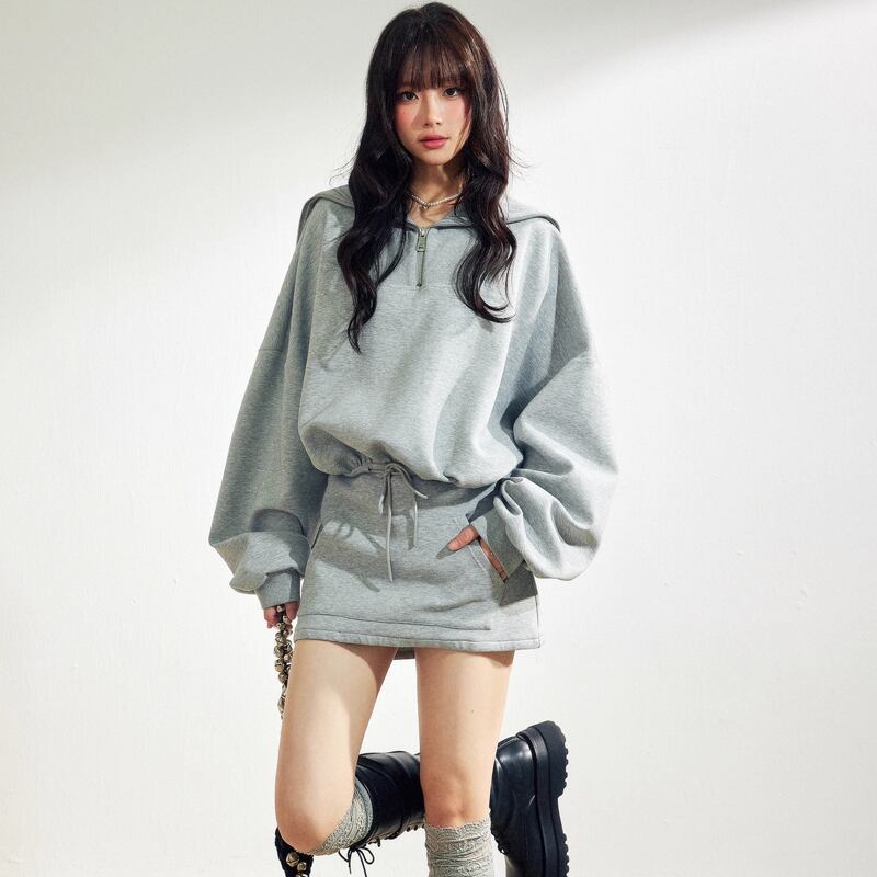 【dress】セーラーカラーパーカーワンピース Q7368