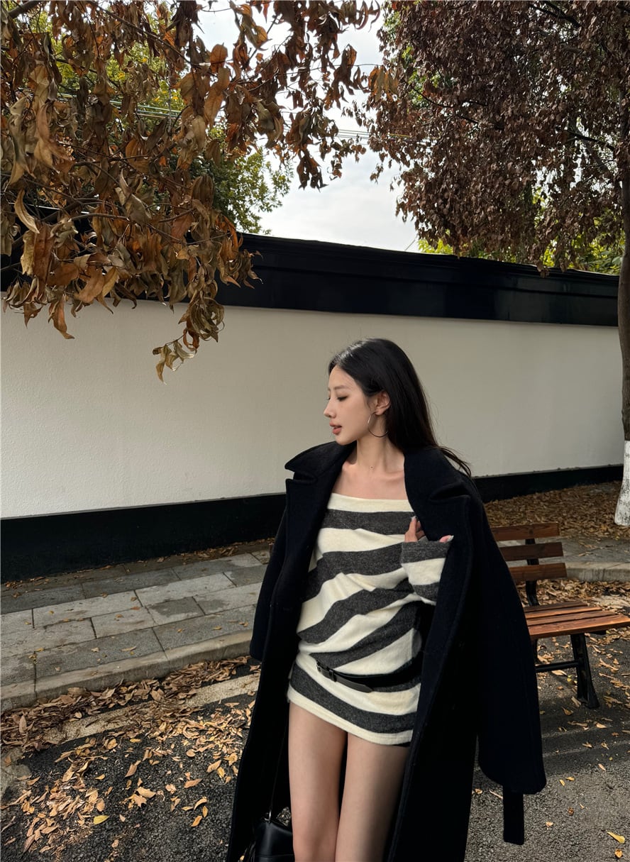 【dress】オフショルダーニットワンピース　M27978