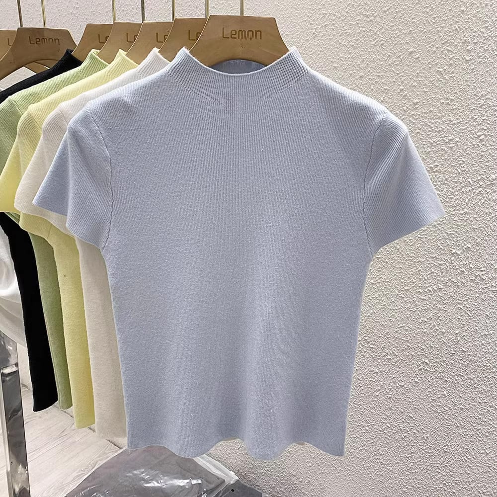 【tops】3色ニットＴシャツF7216