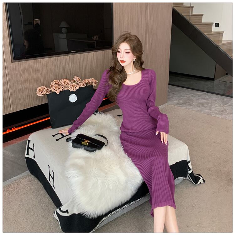 【dress】無地ニットワンピース　M18293