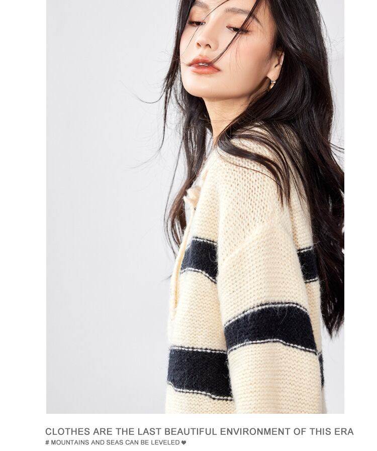 【tops】ボーダー柄ニットセーター　M18807