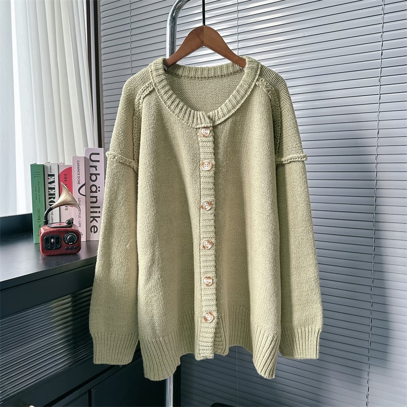 【outer】クルーネックニットカーデ　M25670