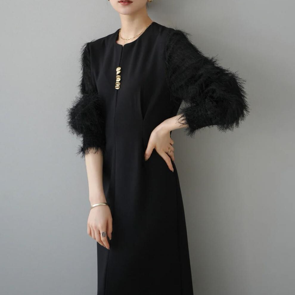 【dress】Ⅴネックドッキングワンピース　N2965