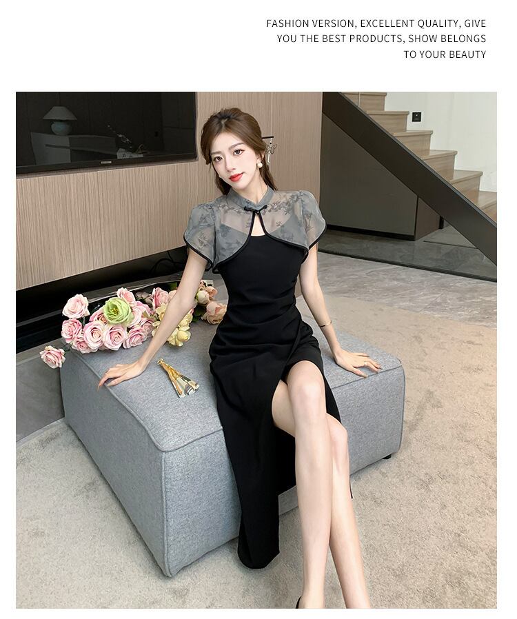 【set】メッシュブラウス+キャミワンピース２点セットG21390