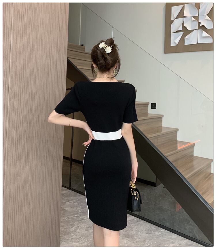 【dress】フランス風気質満点エレガントレディース体型カバー高級感ニットワンピース G13754