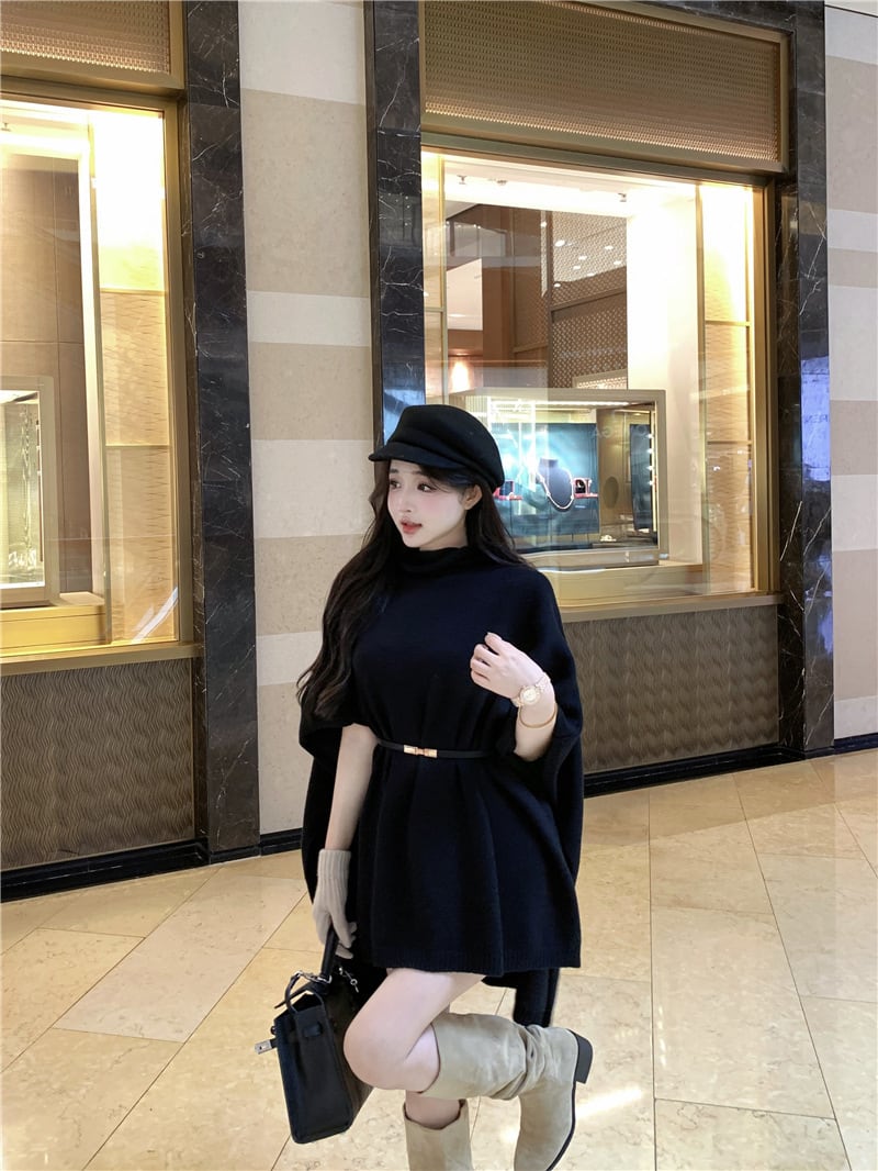【tops】ケープニットトップスベルト付き　M26825