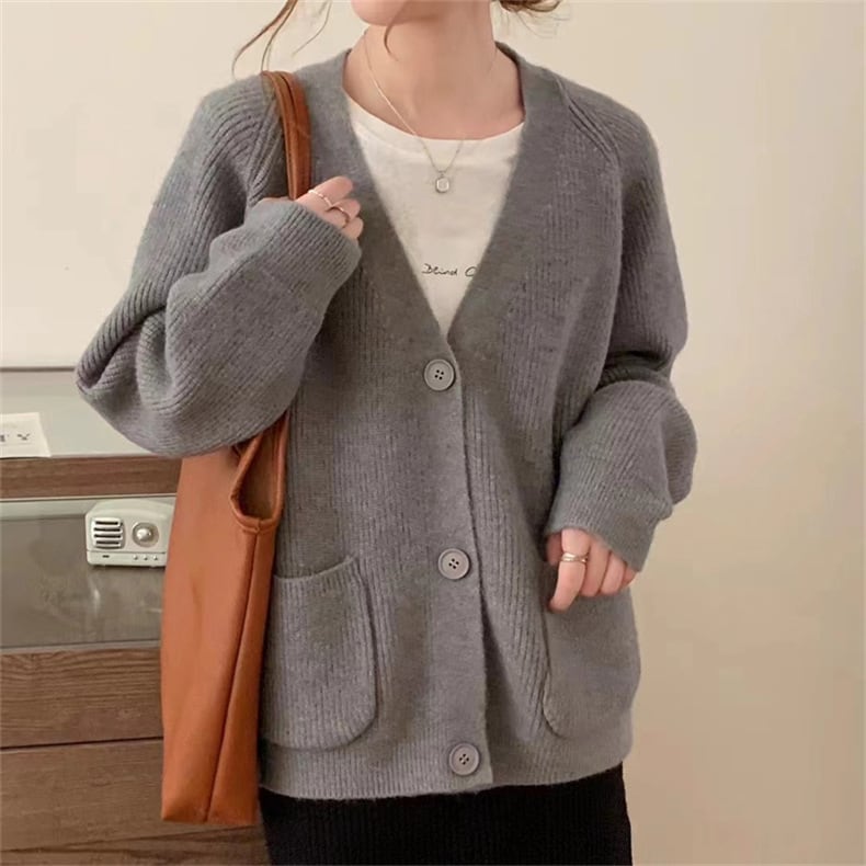 【outer】Vネックニットカーデ　M25852