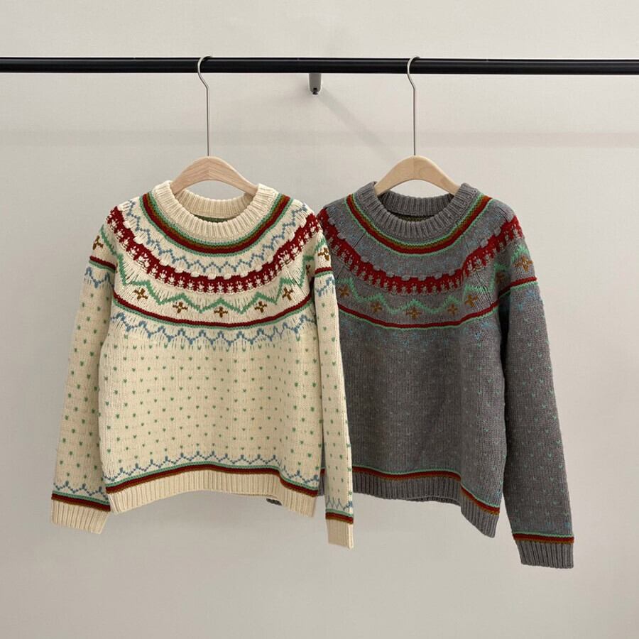 【tops】ジャカードニットセーター　M27107