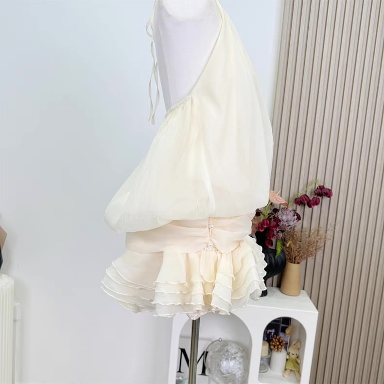 【dress】ホルターネックパールワンピース　M30536