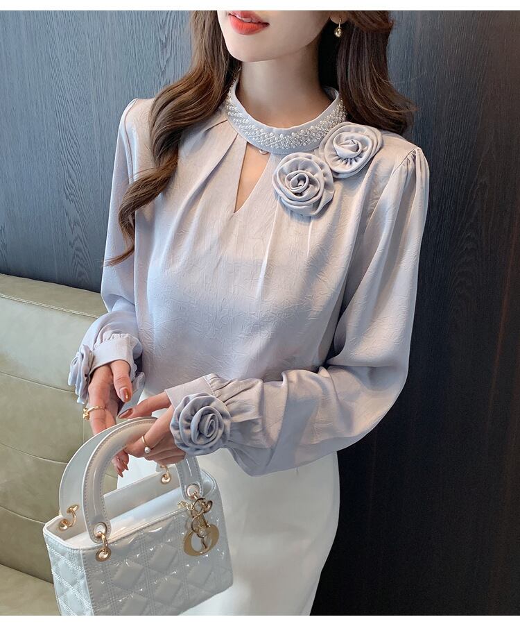 【tops】立体フラワーシャツトップス　M28972