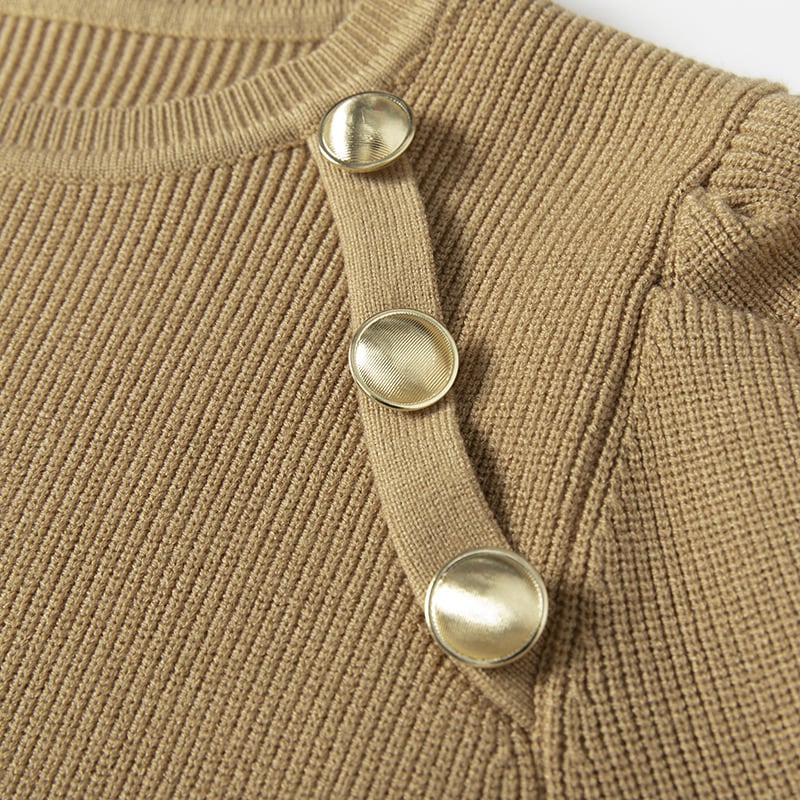 【tops】ボタンデザインニットトップス　M28752