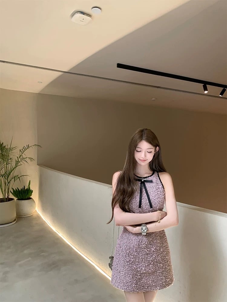 【dress】ノースリーブリボン付きワンピース　M31261