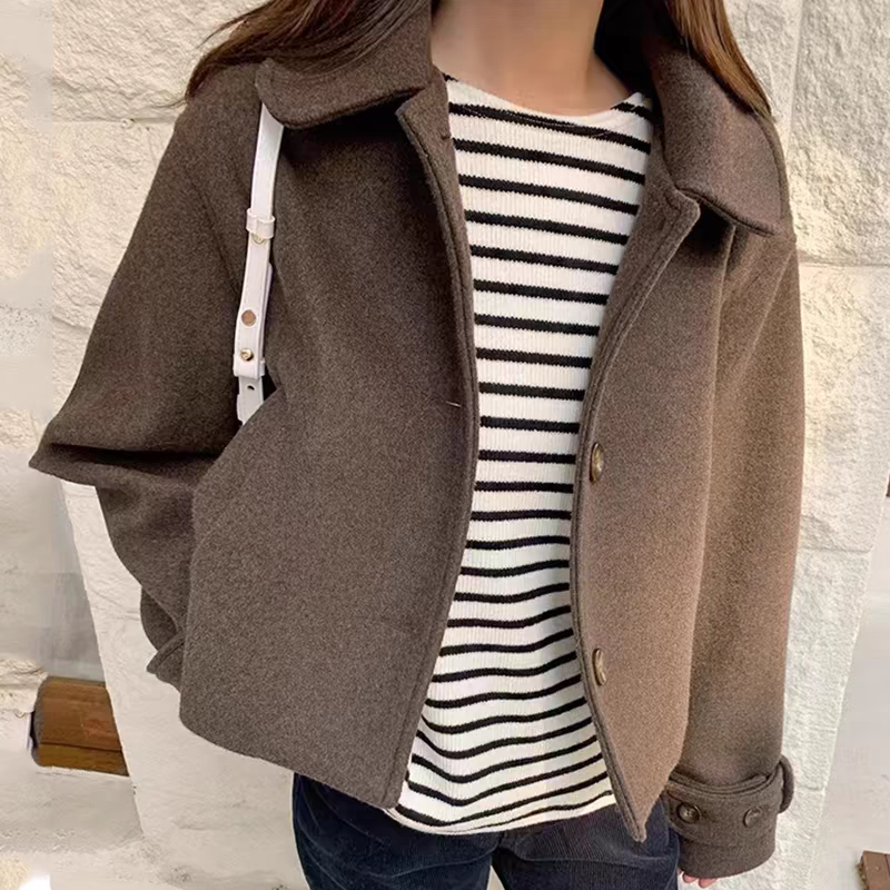 【outer】無地長袖ラシャ生地コートG24038