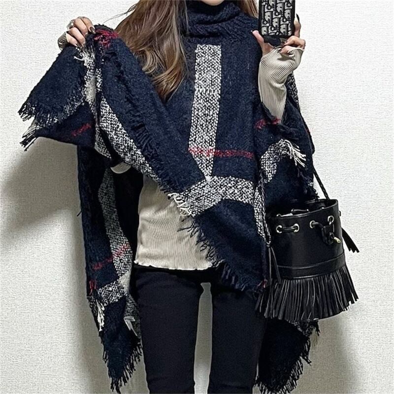 【tops】ハイネックケープニットセーター　M18451