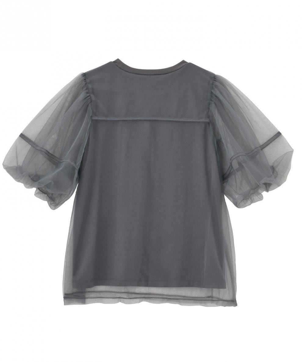 【tops】チュールコンビTシャツ　M30196