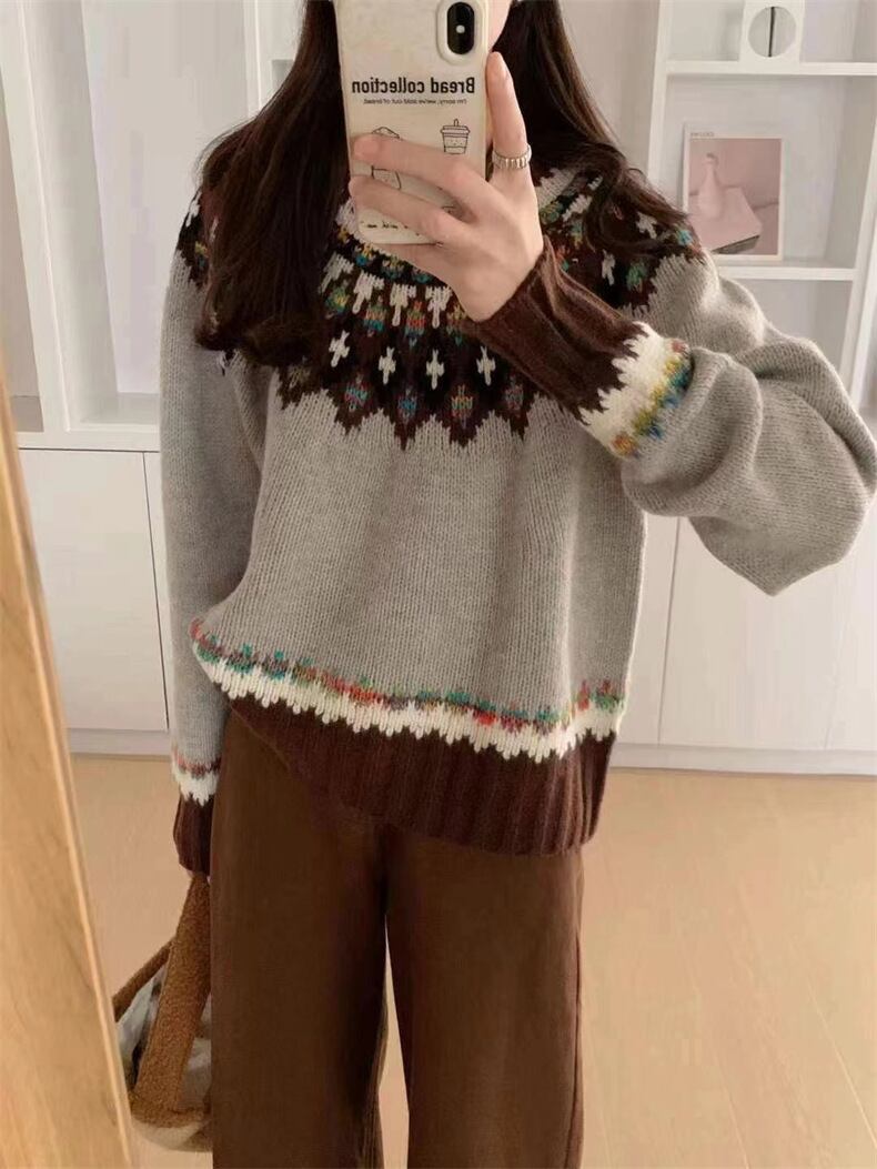 【tops】ジャカードニットセーター　M27138