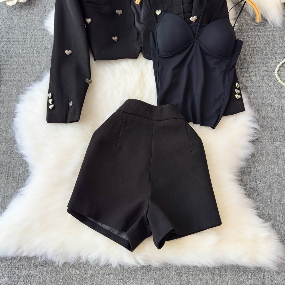 【set】ショートジャケット×キャミソール×ショートパンツセット　M29825