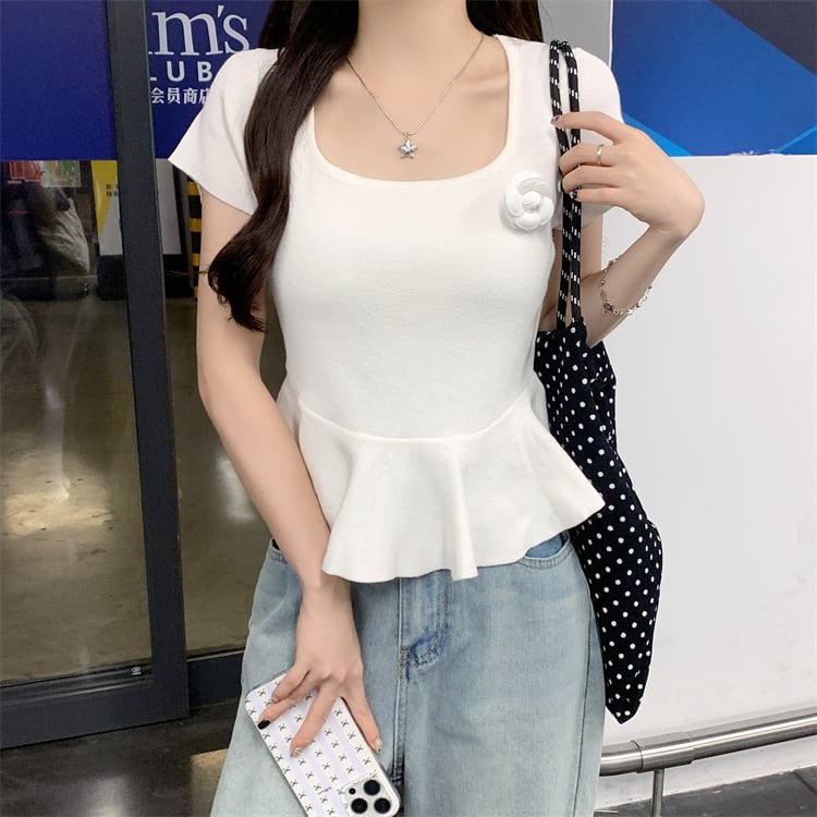 【tops】立体フラワーニットトップス　M24585