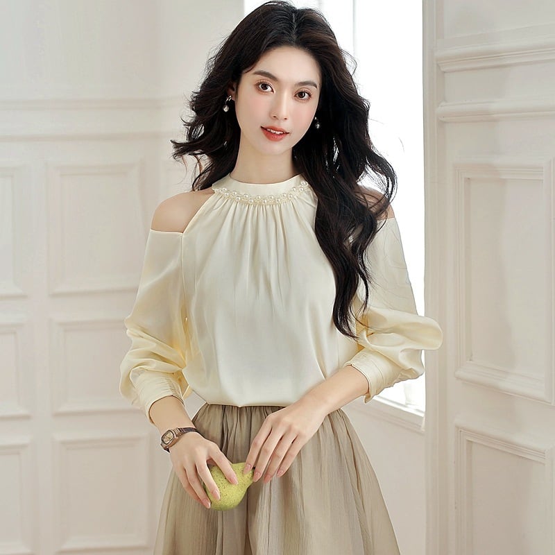 【tops】オフショルダーシャツトップス　M29093