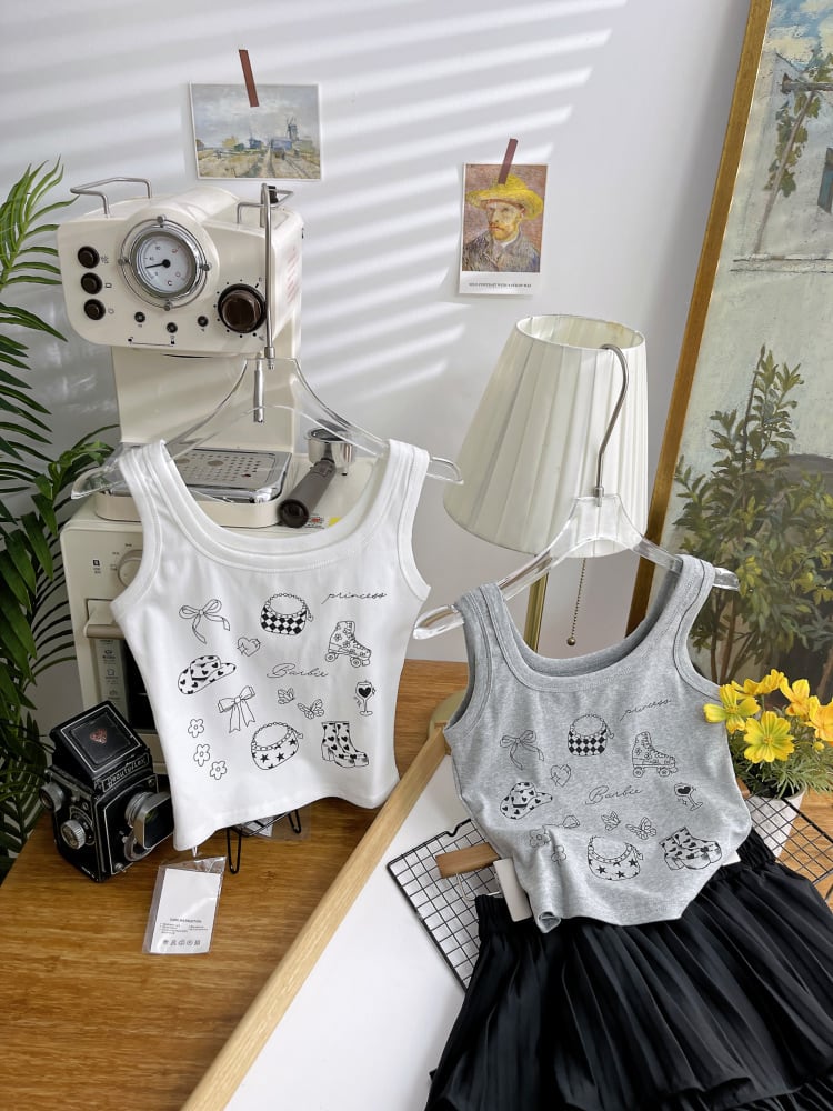 【tops】プリントキャミソール　M24120