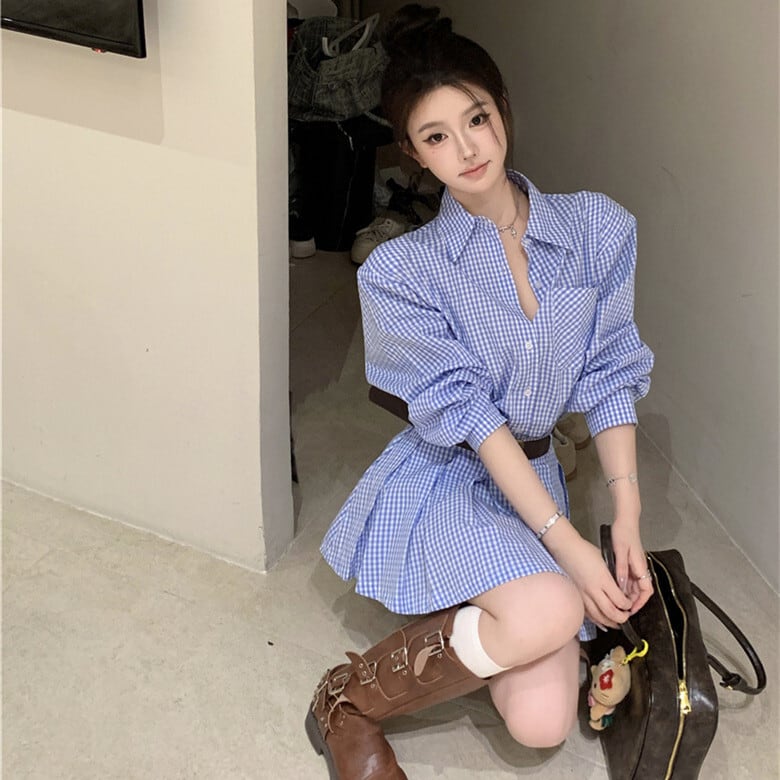 【dress】シャツワンピースベルト付き　M29531