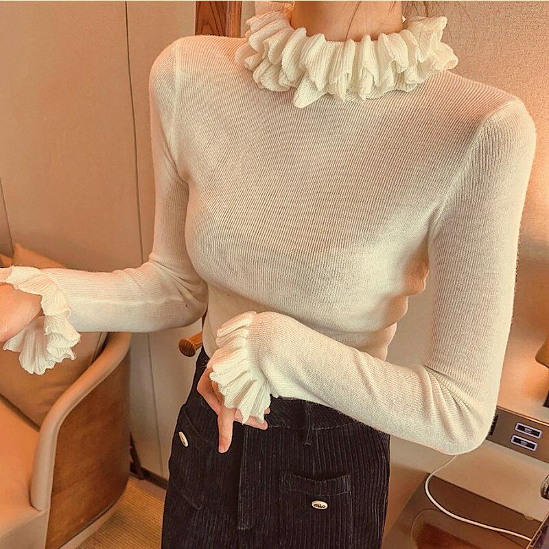 【tops】ギャザーフリルニットトップス　N2901