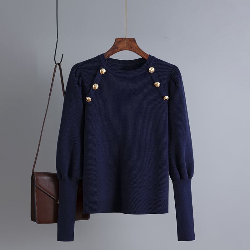 【tops】ボタンデザインニットトップス　M28752