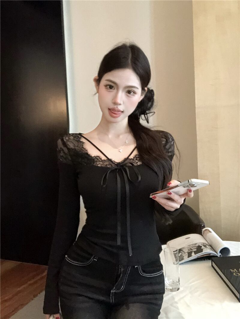 【tops】レースドッキングトップス　M28776