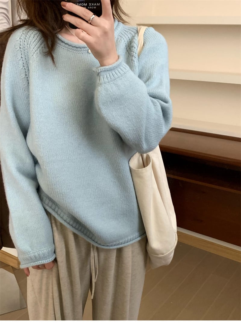 【tops】クルーネックニットセーター　M18672