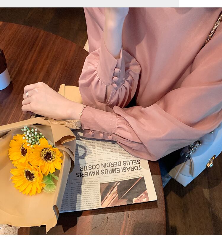 【tops】美人度アップ!ファッション韓国系スウィートシフォン長袖洋気シャツ G1480