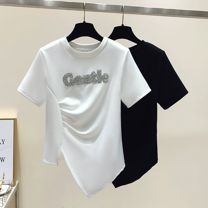 【tops】半袖英字柄ＴシャツF7456
