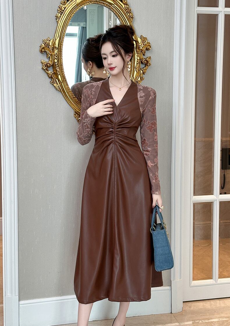 【dress】ドッキングPUワンピース　M28093
