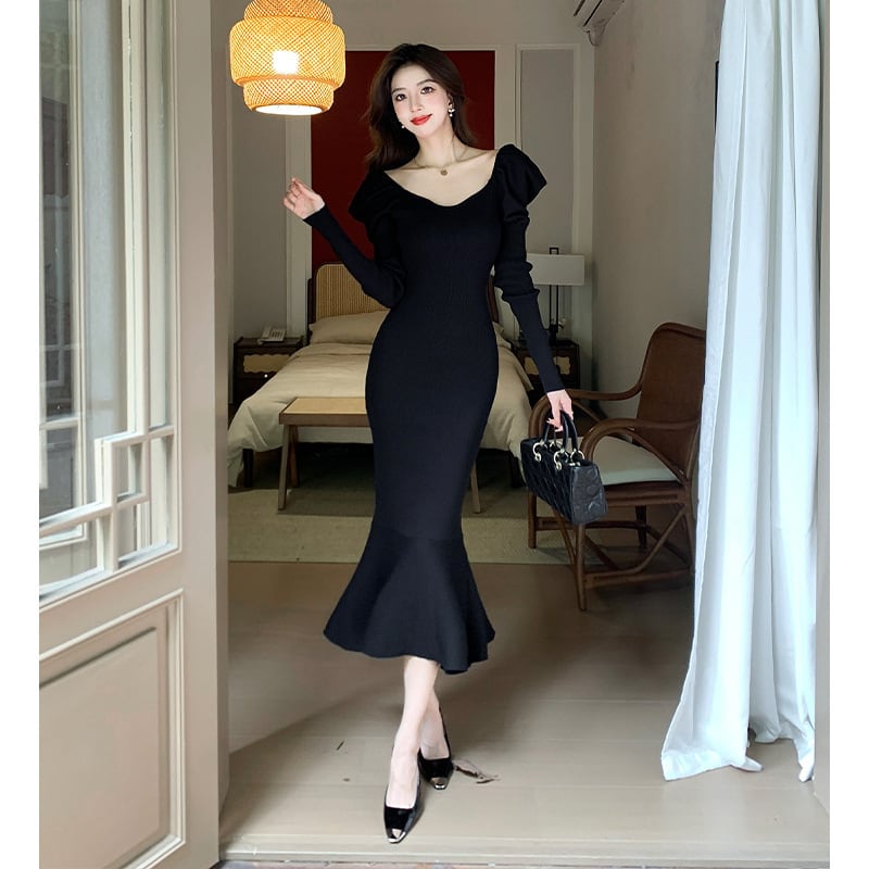 【dress】ニットマーメイドワンピース　M26967