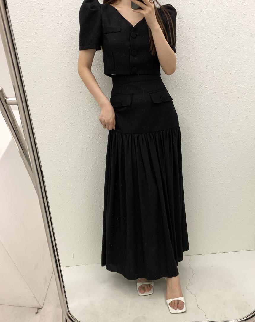 【set】パフスリーブトップス×切り替えスカートセット　M24742
