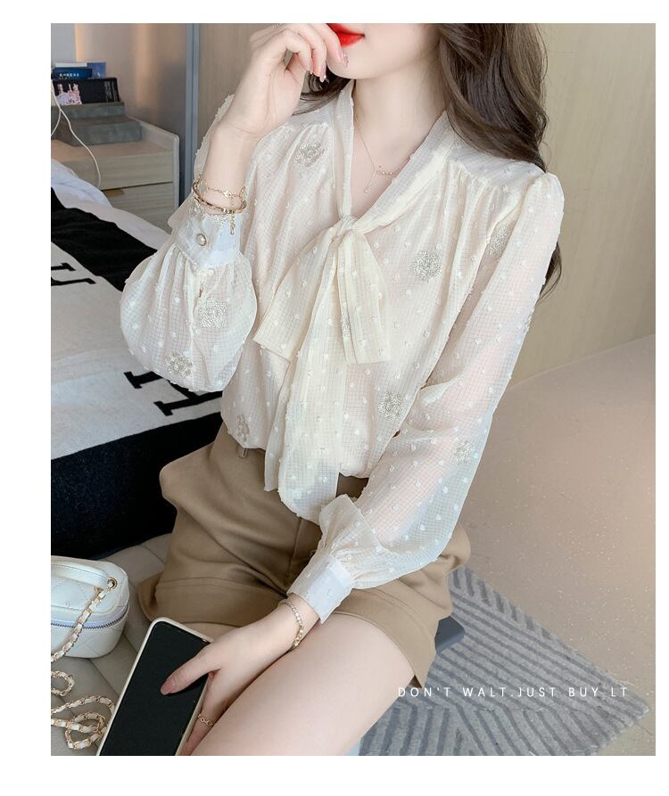 【tops】リボン付きシャツトップス　M28633
