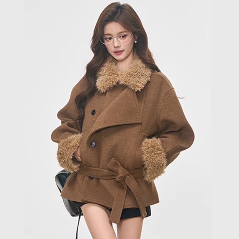【outer】ファー付きラシャコート Q7219