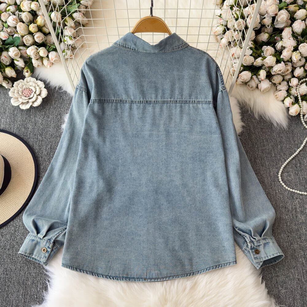 【tops】刺繍デニムシャツ　M29826