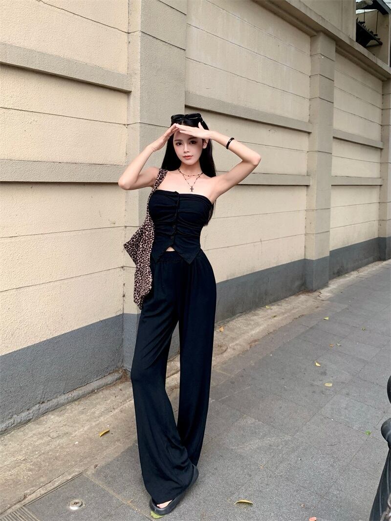 【set】ベアトップ+カジュアルパンツ２点セットG21035